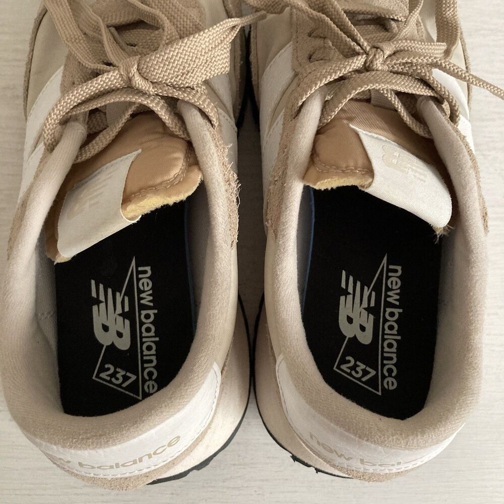 New Balance Beige and White Retro Athletic Sneakers - Picture 9 of 10